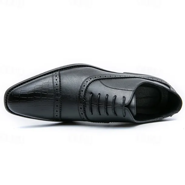 Elegant Brown Faux Leather Dress Shoes with Brogue Detailing for Professional and Business Settings