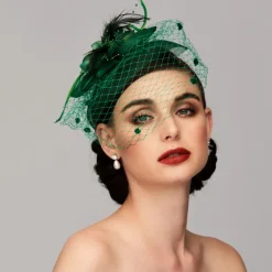 Elegant Fascinators Hats Linen Net Mesh Headpiece Kentucky Hat with Clip Headband Feather Floral Flower Mesh Net Wedding Evening Party Horse Race Ladies Day Headpiece Headwear