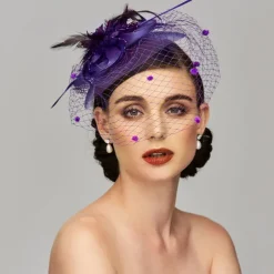 Elegant Fascinators Hats Linen Net Mesh Headpiece Kentucky Hat with Clip Headband Feather Floral Flower Mesh Net Wedding Evening Party Horse Race Ladies Day Headpiece Headwear