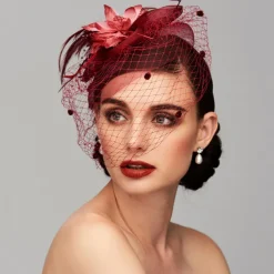 Elegant Fascinators Hats Linen Net Mesh Headpiece Kentucky Hat with Clip Headband Feather Floral Flower Mesh Net Wedding Evening Party Horse Race Ladies Day Headpiece Headwear