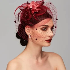 Elegant Fascinators Hats Linen Net Mesh Headpiece Kentucky Hat with Clip Headband Feather Floral Flower Mesh Net Wedding Evening Party Horse Race Ladies Day Headpiece Headwear