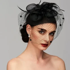 Elegant Fascinators Hats Linen Net Mesh Headpiece Kentucky Hat with Clip Headband Feather Floral Flower Mesh Net Wedding Evening Party Horse Race Ladies Day Headpiece Headwear