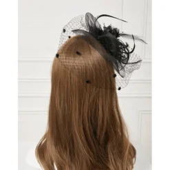 Elegant Fascinators Hats Linen Net Mesh Headpiece Kentucky Hat with Clip Headband Feather Floral Flower Mesh Net Wedding Evening Party Horse Race Ladies Day Headpiece Headwear