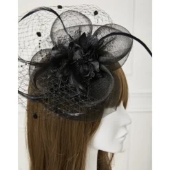 Elegant Fascinators Hats Linen Net Mesh Headpiece Kentucky Hat with Clip Headband Feather Floral Flower Mesh Net Wedding Evening Party Horse Race Ladies Day Headpiece Headwear