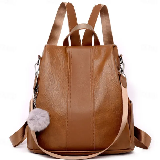 Elegant Faux Leather Backpack with Convertible Straps – Stylish and Versatile Bag in Black and Brown for Work, School, or Travel