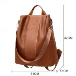 Elegant Faux Leather Backpack with Convertible Straps – Stylish and Versatile Bag in Black and Brown for Work, School, or Travel