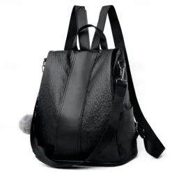 Elegant Faux Leather Backpack with Convertible Straps – Stylish and Versatile Bag in Black and Brown for Work, School, or Travel