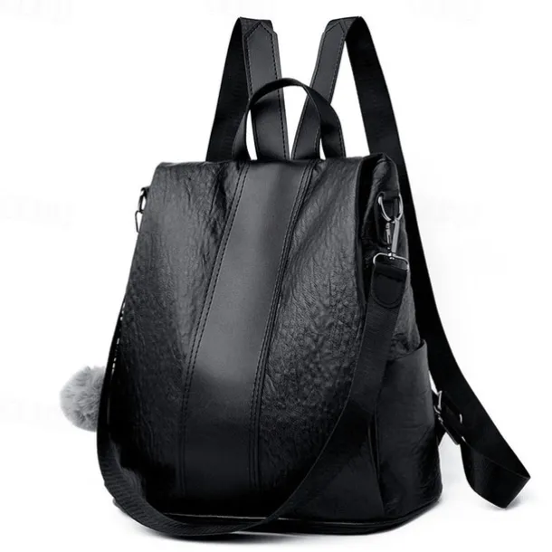 Elegant Faux Leather Backpack with Convertible Straps – Stylish and Versatile Bag in Black and Brown for Work, School, or Travel