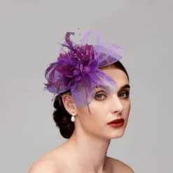 Elegant Feather Net Fascinators Hats with Feathers Fur Floral 1PC Special Occasion Kentucky Horse Race Ladies Day Headpiece dress to impress Race Day Dress