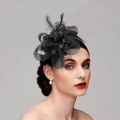Elegant Feather Net Fascinators Hats with Feathers Fur Floral 1PC Special Occasion Kentucky Horse Race Ladies Day Headpiece dress to impress Race Day Dress