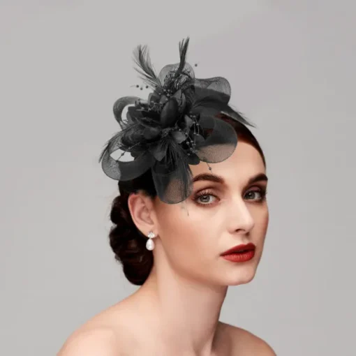 Elegant Feather Net Fascinators Hats with Feathers Fur Floral 1PC Special Occasion Kentucky Horse Race Ladies Day Headpiece dress to impress Race Day Dress