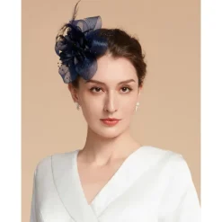 Elegant Feather Net Fascinators Hats with Feathers Fur Floral 1PC Special Occasion Kentucky Horse Race Ladies Day Headpiece dress to impress Race Day Dress