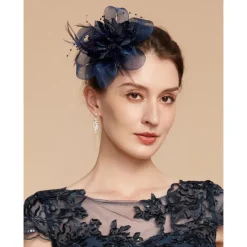 Elegant Feather Net Fascinators Hats with Feathers Fur Floral 1PC Special Occasion Kentucky Horse Race Ladies Day Headpiece dress to impress Race Day Dress