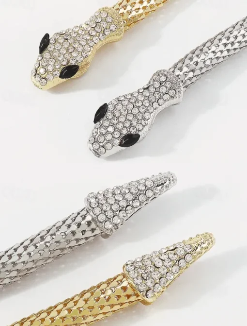 Elegant Gold Snake Necklace for Women – Rhinestone-Encrusted Statement Jewelry with Serpentine Design for Special Occasions and Parties