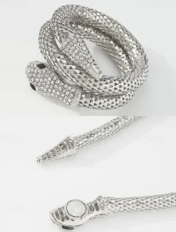 Elegant Gold Snake Necklace for Women – Rhinestone-Encrusted Statement Jewelry with Serpentine Design for Special Occasions and Parties