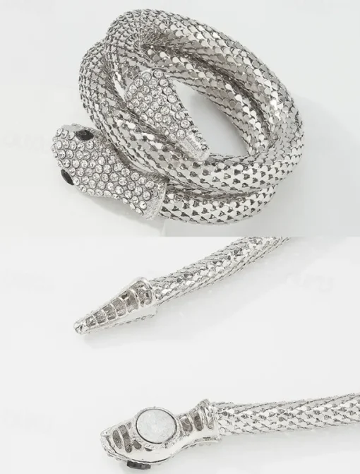 Elegant Gold Snake Necklace for Women – Rhinestone-Encrusted Statement Jewelry with Serpentine Design for Special Occasions and Parties
