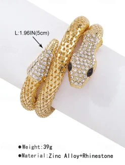 Elegant Gold Snake Necklace for Women – Rhinestone-Encrusted Statement Jewelry with Serpentine Design for Special Occasions and Parties