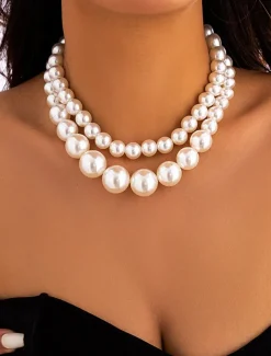 Elegant Multi-Layer Faux Pearl Necklace | Classic Statement Jewelry for Women | Perfect for Weddings, Parties, and Formal Events