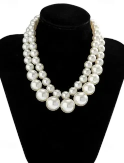 Elegant Multi-Layer Faux Pearl Necklace | Classic Statement Jewelry for Women | Perfect for Weddings, Parties, and Formal Events