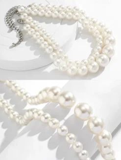 Elegant Multi-Layer Faux Pearl Necklace | Classic Statement Jewelry for Women | Perfect for Weddings, Parties, and Formal Events