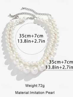 Elegant Multi-Layer Faux Pearl Necklace | Classic Statement Jewelry for Women | Perfect for Weddings, Parties, and Formal Events