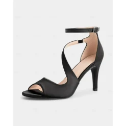 Elegant Nude Satin Peep-Toe Wedding Heels for Women - Comfortable Stiletto with Ankle Strap, Perfect for Brides and Evening Events