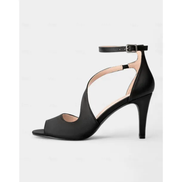 Elegant Nude Satin Peep-Toe Wedding Heels for Women - Comfortable Stiletto with Ankle Strap, Perfect for Brides and Evening Events