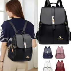 Elegant PU Leather Backpack for School and Travel - Stylish and Durable with Multiple Color Options, Perfect for Students, Back to School