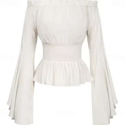 Elegant Punk & Gothic Medieval Blouse / Shirt Party Costume Normal Flare Cuff Sleeve Maid Costume Viking Country Girl Off Shoulder Classic Mermaid / Trumpet Collarless Fancy Dress Women's Celtic