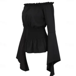 Elegant Punk & Gothic Medieval Blouse / Shirt Party Costume Normal Flare Cuff Sleeve Maid Costume Viking Country Girl Off Shoulder Classic Mermaid / Trumpet Collarless Fancy Dress Women's Celtic