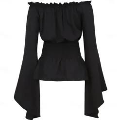 Elegant Punk & Gothic Medieval Blouse / Shirt Party Costume Normal Flare Cuff Sleeve Maid Costume Viking Country Girl Off Shoulder Classic Mermaid / Trumpet Collarless Fancy Dress Women's Celtic