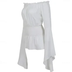 Elegant Punk & Gothic Medieval Blouse / Shirt Party Costume Normal Flare Cuff Sleeve Maid Costume Viking Country Girl Off Shoulder Classic Mermaid / Trumpet Collarless Fancy Dress Women's Celtic