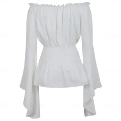 Elegant Punk & Gothic Medieval Blouse / Shirt Party Costume Normal Flare Cuff Sleeve Maid Costume Viking Country Girl Off Shoulder Classic Mermaid / Trumpet Collarless Fancy Dress Women's Celtic