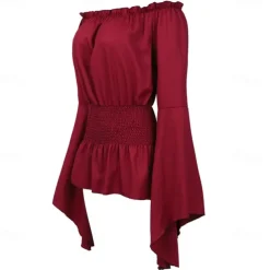 Elegant Punk & Gothic Medieval Blouse / Shirt Party Costume Normal Flare Cuff Sleeve Maid Costume Viking Country Girl Off Shoulder Classic Mermaid / Trumpet Collarless Fancy Dress Women's Celtic