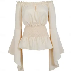 Elegant Punk & Gothic Medieval Blouse / Shirt Party Costume Normal Flare Cuff Sleeve Maid Costume Viking Country Girl Off Shoulder Classic Mermaid / Trumpet Collarless Fancy Dress Women's Celtic