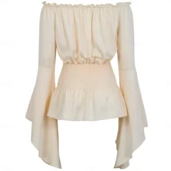 Elegant Punk & Gothic Medieval Blouse / Shirt Party Costume Normal Flare Cuff Sleeve Maid Costume Viking Country Girl Off Shoulder Classic Mermaid / Trumpet Collarless Fancy Dress Women's Celtic