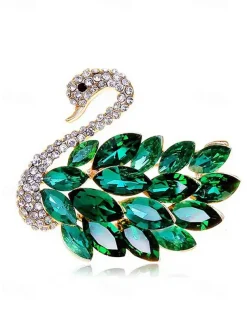 Elegant Swan Brooch with Rhinestone Embellishments - Sparkling Crystal Pin for Women, Perfect for Formal Wear and Gift Giving