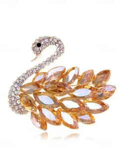 Elegant Swan Brooch with Rhinestone Embellishments - Sparkling Crystal Pin for Women, Perfect for Formal Wear and Gift Giving