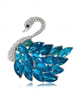 Elegant Swan Brooch with Rhinestone Embellishments - Sparkling Crystal Pin for Women, Perfect for Formal Wear and Gift Giving
