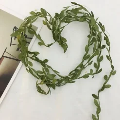 Elegant Wedding Party Reception 5M 50LED Tiny Green Leaves Garland Fairy Lights - LED Copper Wire String Lights for Home Decor, Warm White (Battery Powered, Batteries Not Included)