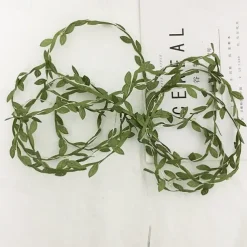 Elegant Wedding Party Reception 5M 50LED Tiny Green Leaves Garland Fairy Lights - LED Copper Wire String Lights for Home Decor, Warm White (Battery Powered, Batteries Not Included)