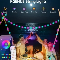 Elegant Wedding Party Reception Dimmable RGBIC LED String Lights with App Control Waterproof for Outdoor Use Perfect for Festival Decor 5/10/15/20M