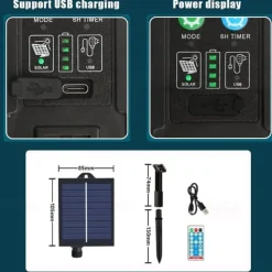 Elegant Wedding Party Reception Solar Outdoor Waterproof Camping Canopy Lights – 5M, 10M, 20M Dimmable Flashing String Lights, USB/Solar Powered for Tent, Patio Decor