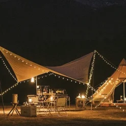 Elegant Wedding Party Reception Solar Outdoor Waterproof Camping Canopy Lights – 5M, 10M, 20M Dimmable Flashing String Lights, USB/Solar Powered for Tent, Patio Decor