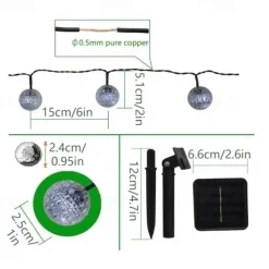 Elegant Wedding Party Reception Solar LED String Lights - Moroccan Ball Outdoor Garden Lights, Waterproof 10M-50LED, 7M-30LED, 5M-20LED Globe Lanterns for Home Decoration