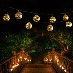 Elegant Wedding Party Reception Solar LED String Lights - Moroccan Ball Outdoor Garden Lights, Waterproof 10M-50LED, 7M-30LED, 5M-20LED Globe Lanterns for Home Decoration