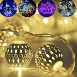 Elegant Wedding Party Reception Solar LED String Lights - Moroccan Ball Outdoor Garden Lights, Waterproof 10M-50LED, 7M-30LED, 5M-20LED Globe Lanterns for Home Decoration