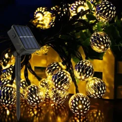 Elegant Wedding Party Reception Solar LED String Lights - Moroccan Ball Outdoor Garden Lights, Waterproof 10M-50LED, 7M-30LED, 5M-20LED Globe Lanterns for Home Decoration