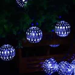 Elegant Wedding Party Reception Solar LED String Lights - Moroccan Ball Outdoor Garden Lights, Waterproof 10M-50LED, 7M-30LED, 5M-20LED Globe Lanterns for Home Decoration