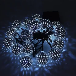 Elegant Wedding Party Reception Solar LED String Lights - Moroccan Ball Outdoor Garden Lights, Waterproof 10M-50LED, 7M-30LED, 5M-20LED Globe Lanterns for Home Decoration